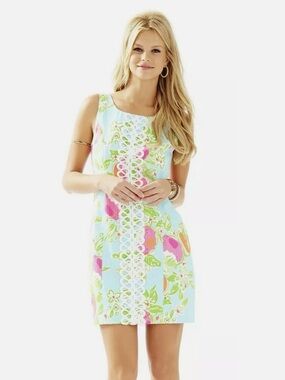 LILLY PULITZER CATHY SHIFT 
POOL BLUE PINK LEMONADE NWT SIZE 4